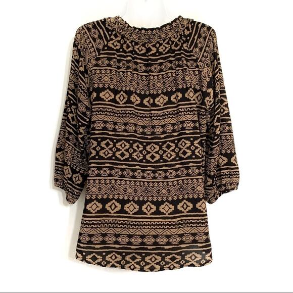 Stitch Fix Renee C. Tribal Geometric Print Top Blouse Black Medium - Picture 2 of 6